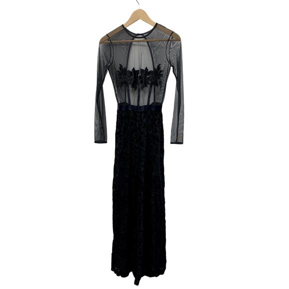 Victoria's Secret Black Velvet Sheer Mesh Jumpsuit - Picture 4 of 6